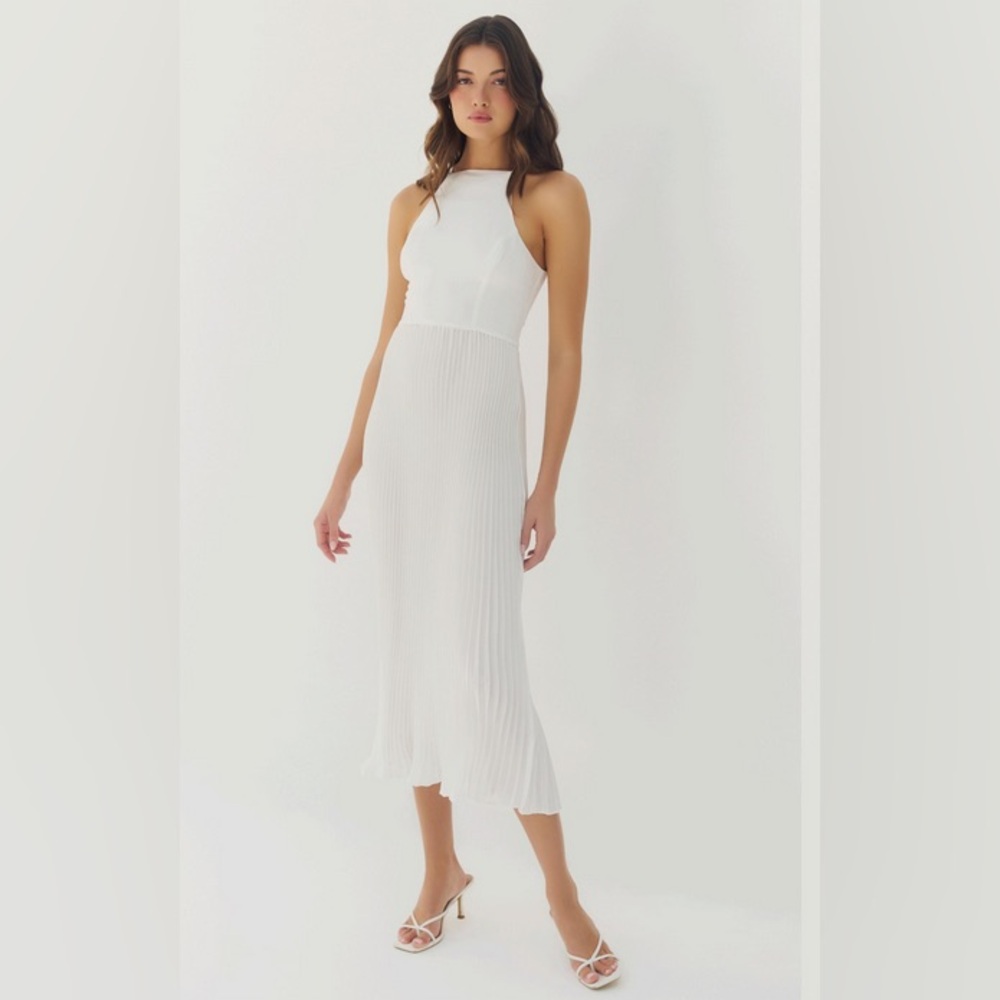 NWT Hutch Becker Dress in White Stretch Crepe/Satin Size 2